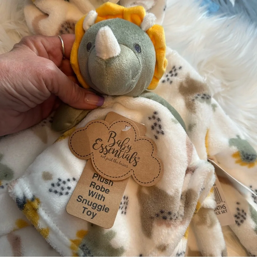 NWT Baby Essentials Dinosaur Plush Robe Set - Picture 2 of 7